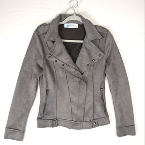 Women's Misses Big Water Blue Sky Jacket Silver Grey Small Faux Microsuede
